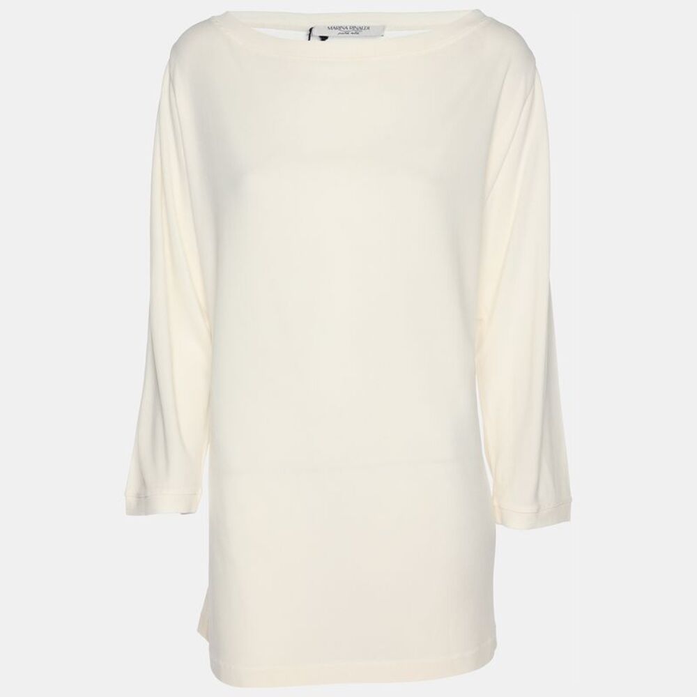 Marina Rinaldi Cream Crepe Sweater L